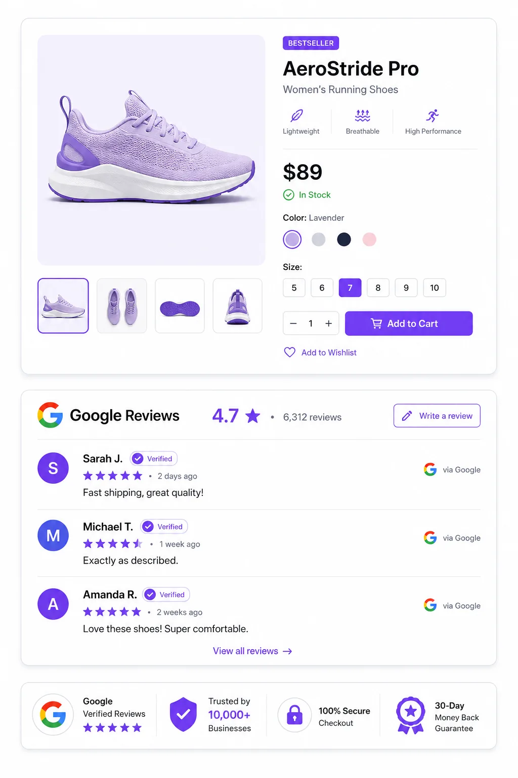 Google Reviews widget for e-commerce — reduce hesitation and increase conversion