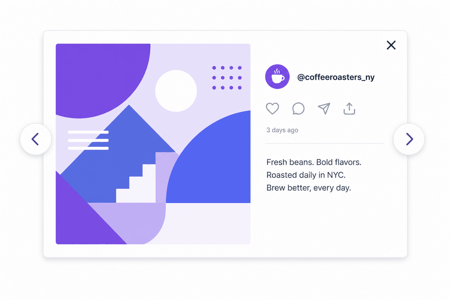 Photo and video lightbox popup for Instagram posts