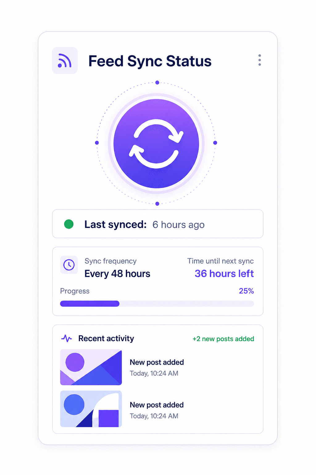 Instagram feed auto-syncs every 48 hours