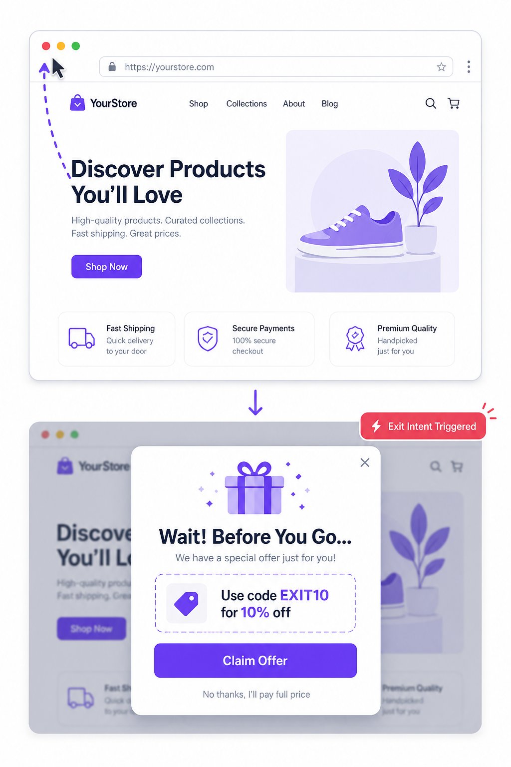 Exit intent detection — capture visitors before they leave