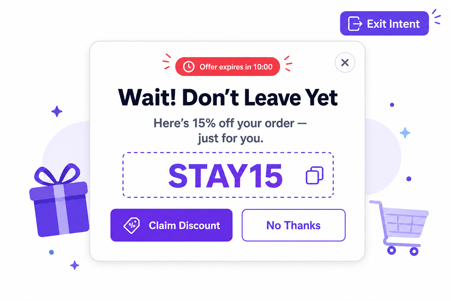 Exit intent popup template