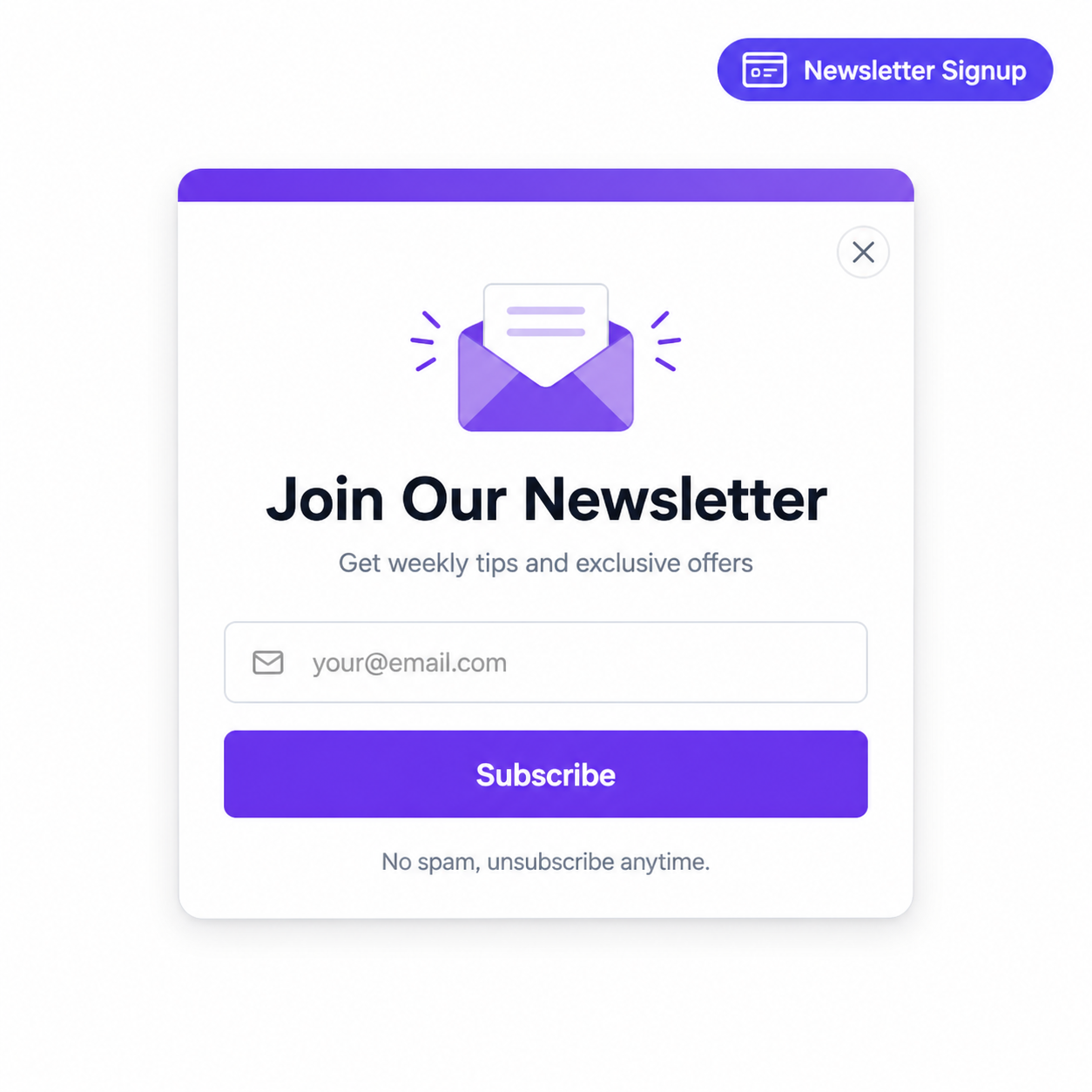 Newsletter signup popup template